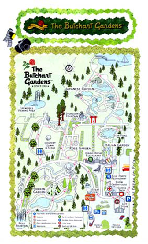 Buchart Gardens map layout